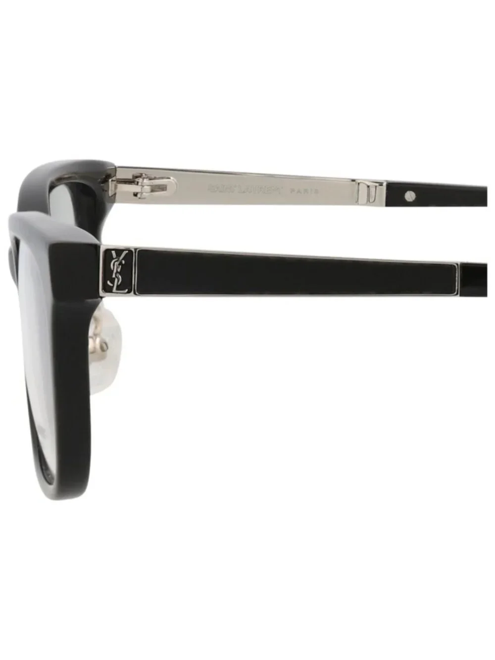 New Saint Laurent Women's Eyeglasses Square Rectangle Acetate Frame Black Silver